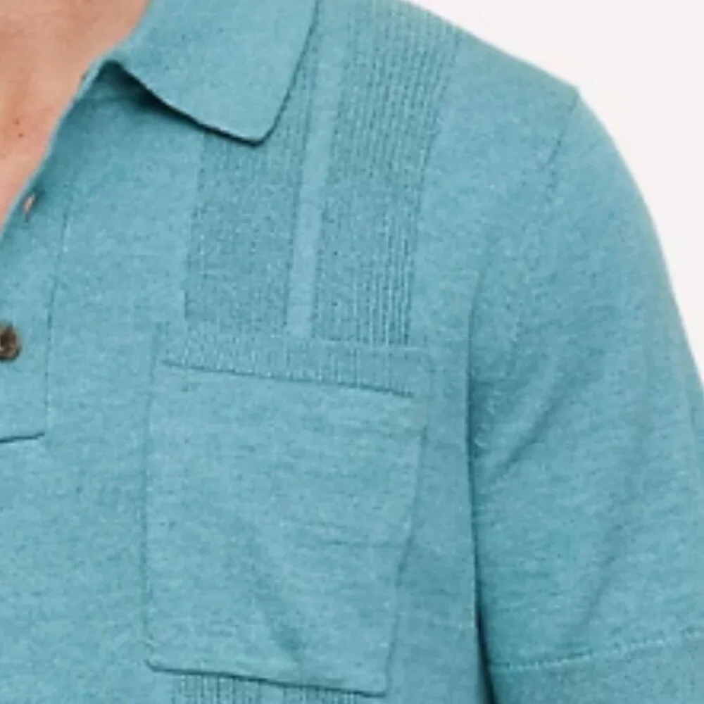 Banana Republic Linen-Cotton Ribbed Sweater Button Placket Polo